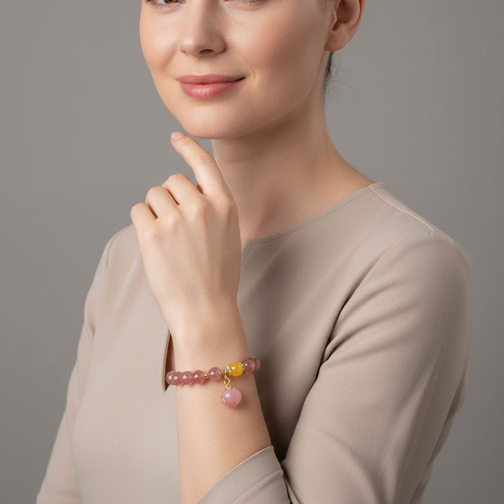 Heartberry Bloom – Strawberry Quartz Bracelet for Joy, Love & Feminine Renewal - Mountauk