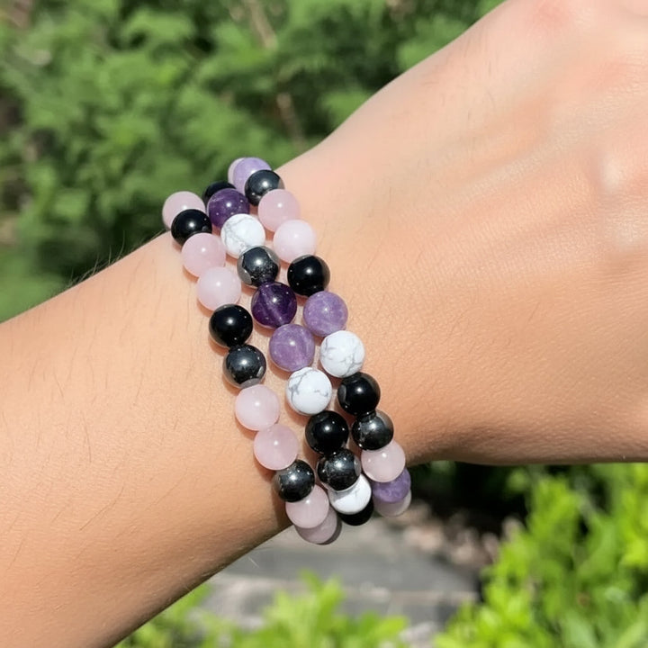 CalmCircuit – 7-Stone Stress Relief Crystal Bracelet for Clarity, Grounding & Peace - Mountauk