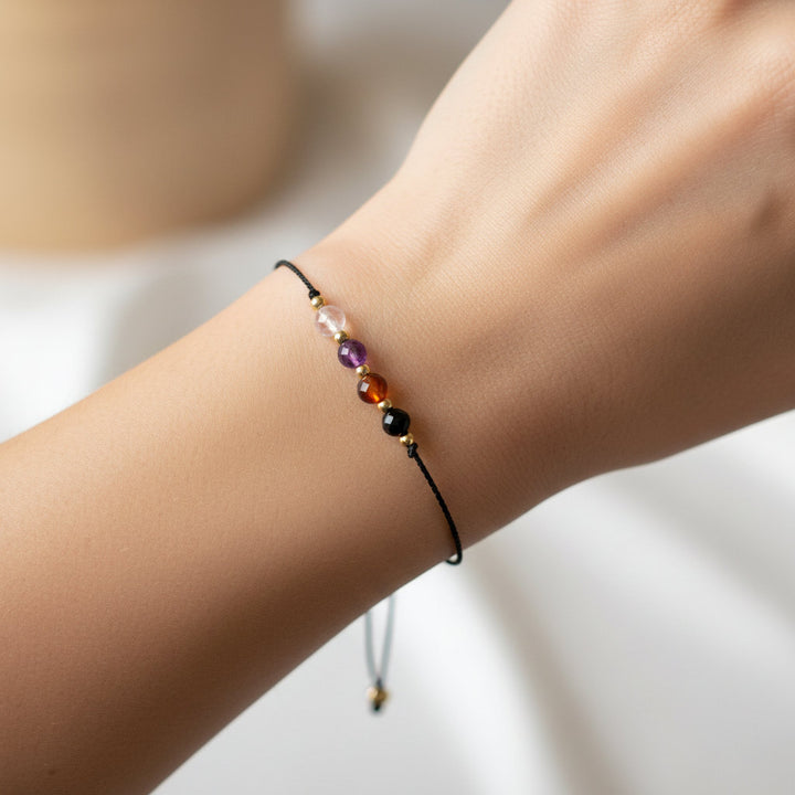 SoulGuard – Rose Quartz, Amethyst & Tourmaline Bracelet for Empathic Protection & Inner Strength - Mountauk