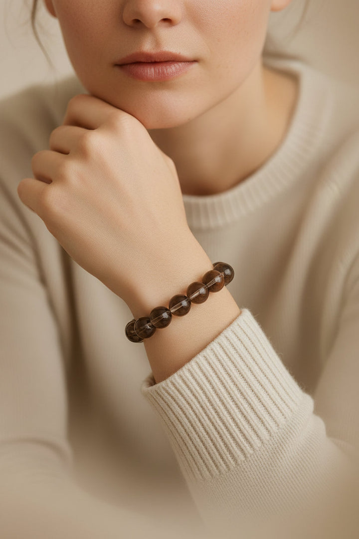 Rooted Clarity – Grade A Smoky Quartz Crystal Bracelet for Grounding, Focus & Energetic Protection - Mountauk