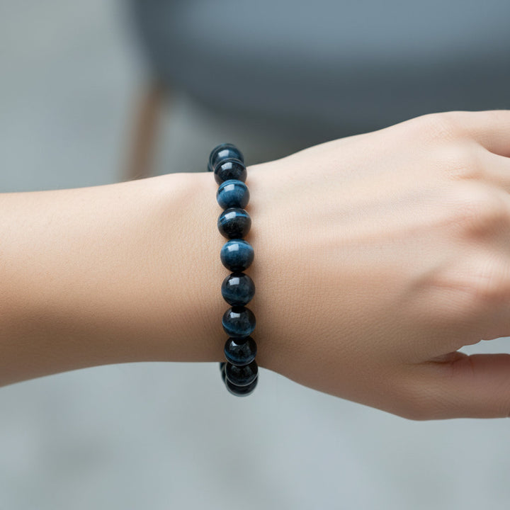 5A+ Lightning Blue Tiger Eye Bracelets Men Highest Quality Natural Stone Round Beads Elasticity Rope Bracelets for Women Jewelry - Mountauk