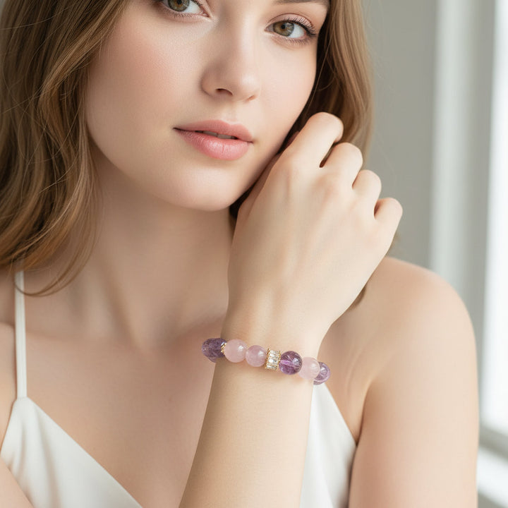 Crown Pulse – Dual Bead Amethyst Bracelet for Clarity, Alignment & Spiritual Flow - Mountauk
