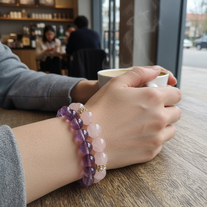 Crown Pulse – Dual Bead Amethyst Bracelet for Clarity, Alignment & Spiritual Flow - Mountauk