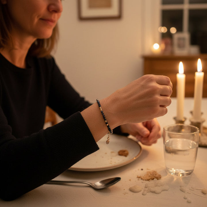 Dainty Sapphire Bracelet in Gold Filled & Sterling Silver, Gemstone Beaded Bracelets for Women, September Birthstone Jewelry - Mountauk