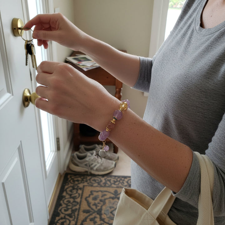 Soul Bloom – Amethyst & Strawberry Quartz Bracelet for Emotional Clarity and Creative Radiance - Mountauk