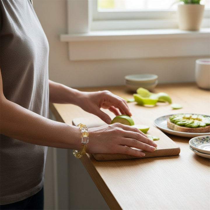 Sweet Clarity – Cube-Cut Citrine & White Crystal Bracelet for Joy, Abundance & Energetic Focus - Mountauk
