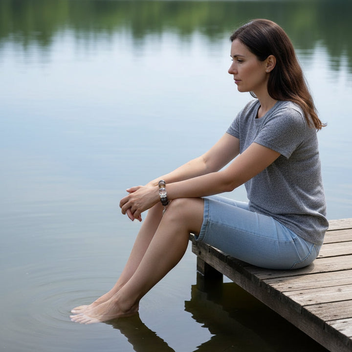 Shadow Grove – Smoky Quartz & Clear Crystal Bracelet for Emotional Clarity, Grounding & Seasonal Renewal - Mountauk