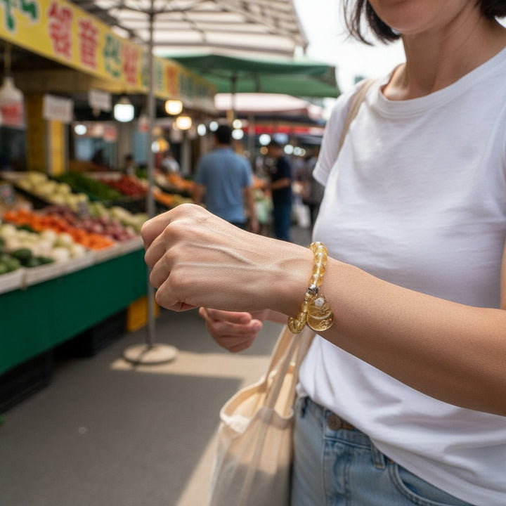 Luckybeam – Citrine Cat Charm Bracelet for Wealth Magnetism & Joyful Energy - Mountauk