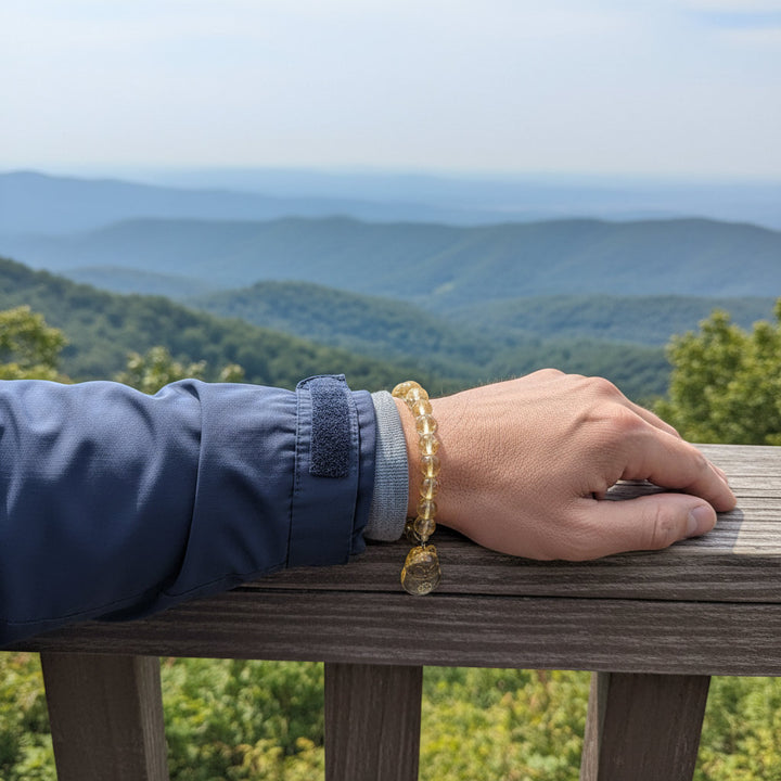 Luckybeam – Citrine Cat Charm Bracelet for Wealth Magnetism & Joyful Energy - Mountauk