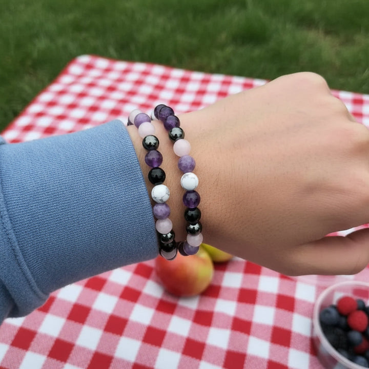 CalmCircuit – 7-Stone Stress Relief Crystal Bracelet for Clarity, Grounding & Peace - Mountauk