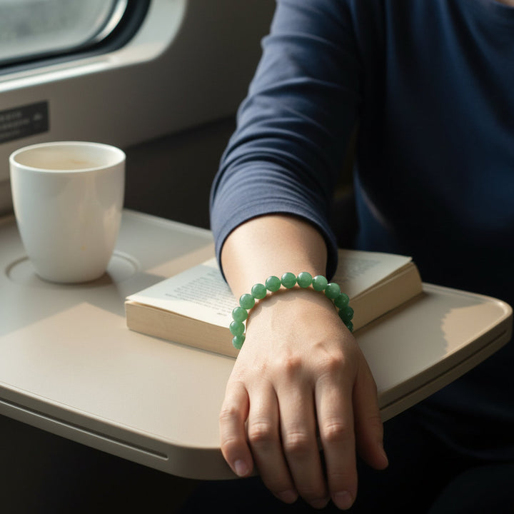 Genuine Natural Guatemala Jadeite Beaded Bracelet for Women Luxury Elegant Energy Healing Elastic Bangles Girlfriend Gifts - Mountauk