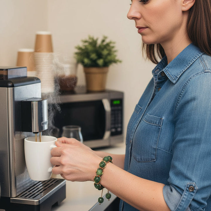 Handmade Natural Tiger Eye Jasper Amethyst Crystal Bracelet for Confidence & Motivation, Health & Vitality. - Mountauk