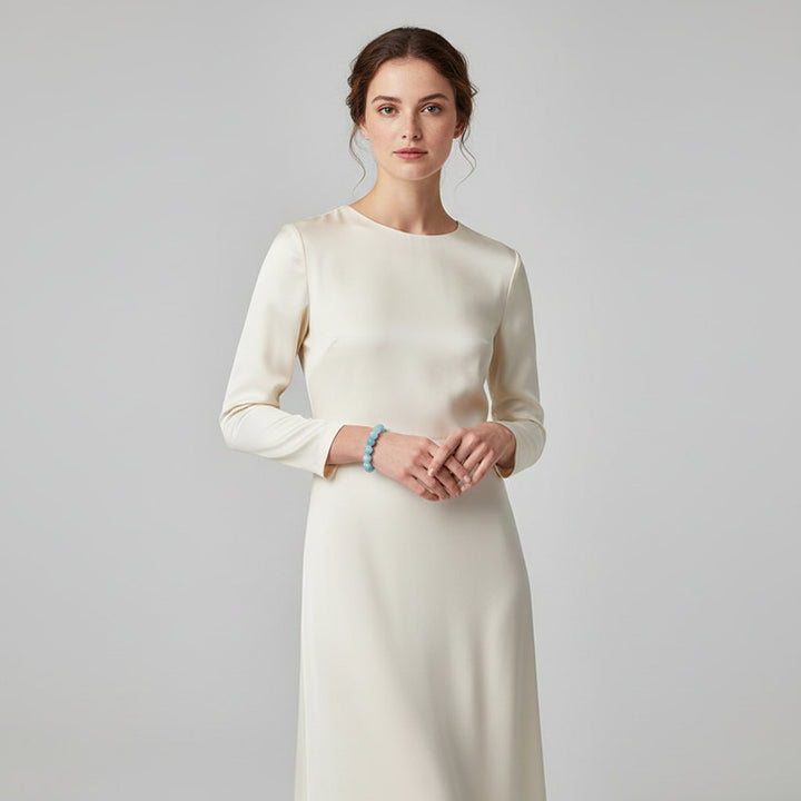 Natural Aquamari Bracelet Single Crystal Elastic Romantic Crystal Yoga Blue Bracelet Woman Jewelry - Mountauk