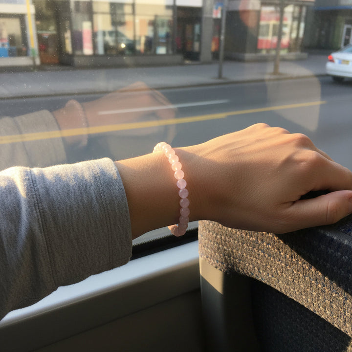 Boho Rose Quartz Love Bracelet: Handmade Bohemian Charm for Summer Beach Romance - Mountauk