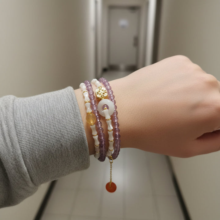 Lunar Flow – Amethyst Bamboo Wrap Bracelet for Clarity, Balance & Feminine Intuition - Mountauk
