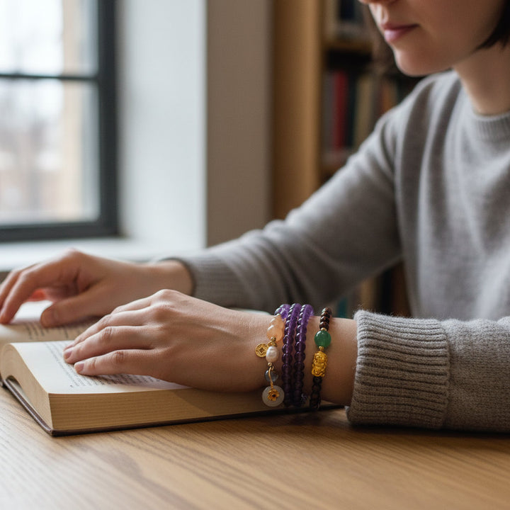 Fortune Bloom – Natural Amethyst & Jade Bracelet for Intuition, Protection Feminine Grace and Celestial Wealth – Garnet & Jade Pixiu Bracelet for Prosperity, Energy Shield & Zodiac Harmony - Mountauk