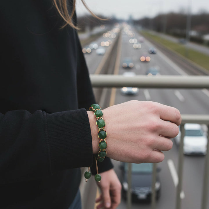 Handmade Natural Tiger Eye Jasper Amethyst Crystal Bracelet for Confidence & Motivation, Health & Vitality. - Mountauk