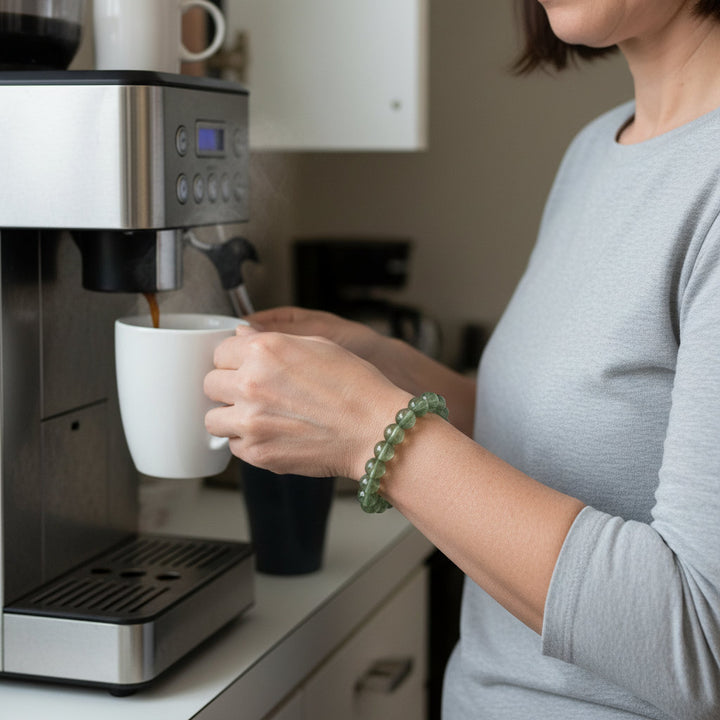 Dragon’s Vein Clarity – Natural Green Quartz & Rutilated Golden Thread Bracelet for Wealth, Intuition & Heart Chakra Healing - Mountauk