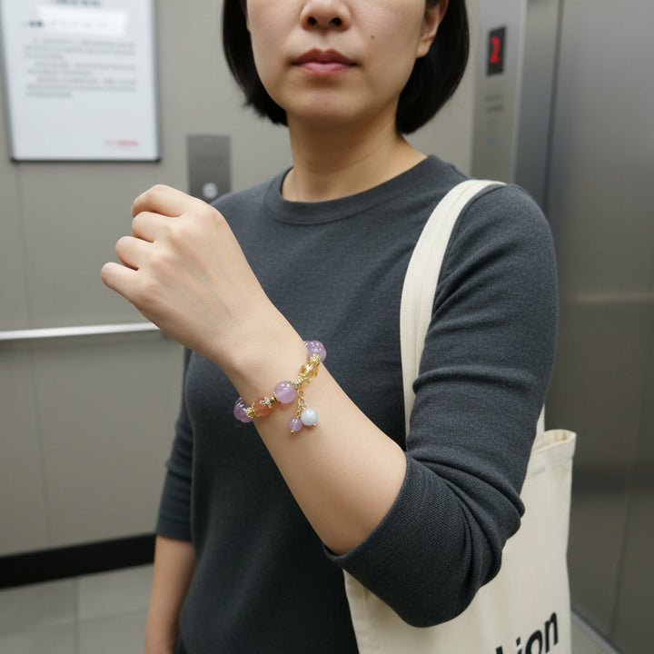 Soul Bloom – Amethyst & Strawberry Quartz Bracelet for Emotional Clarity and Creative Radiance - Mountauk