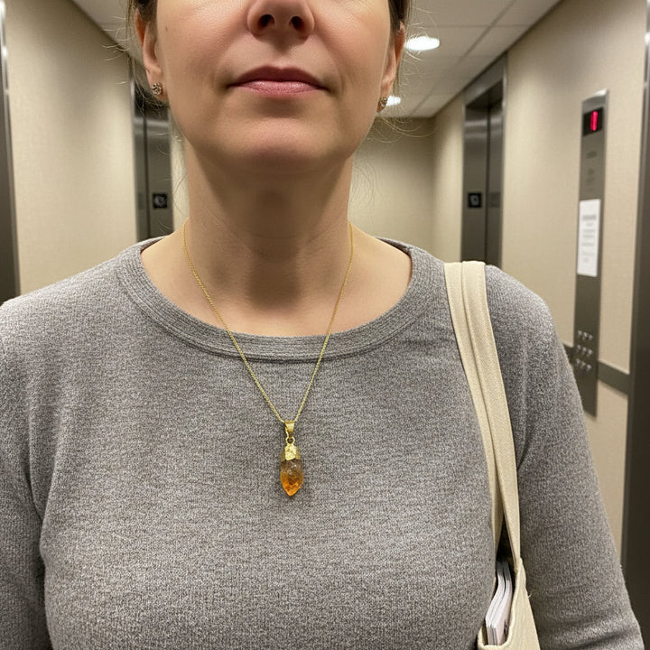 SolarPulse – Raw Citrine Abundance Pendant for Empowered Living - Mountauk