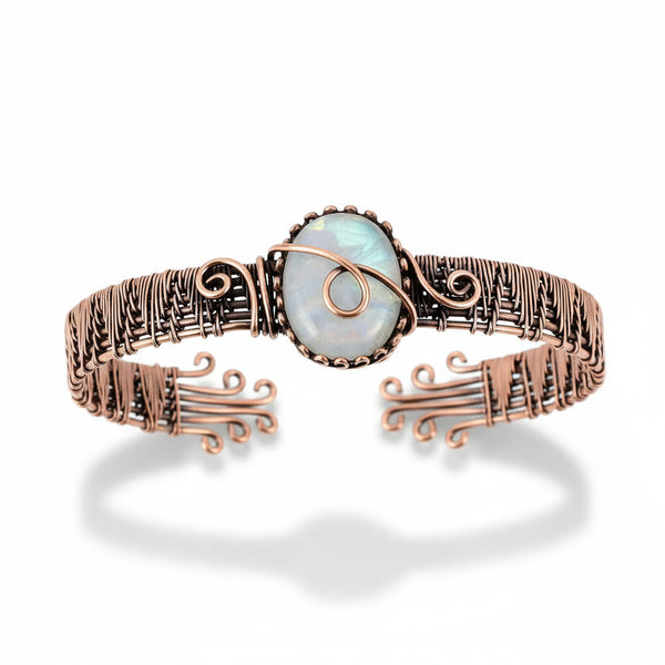 Vintage Zirconia Alloy Bracelet: Red Copper Hues, Abundance & Wealth Symbol, Elegant Women's Opening Cuff