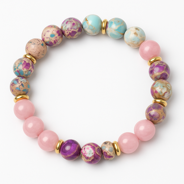 HeartSync – Imperial Jasper & Rose Quartz Bracelet for Soulful Attraction