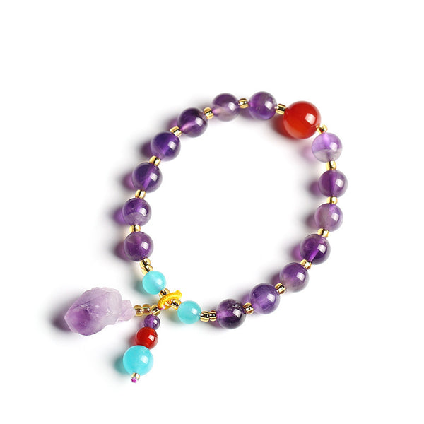 Dragon’s Calm – Lavender Amethyst &amp; Raw Ore Bracelet for Intuition, Resilience &amp; Lunar Clarity
