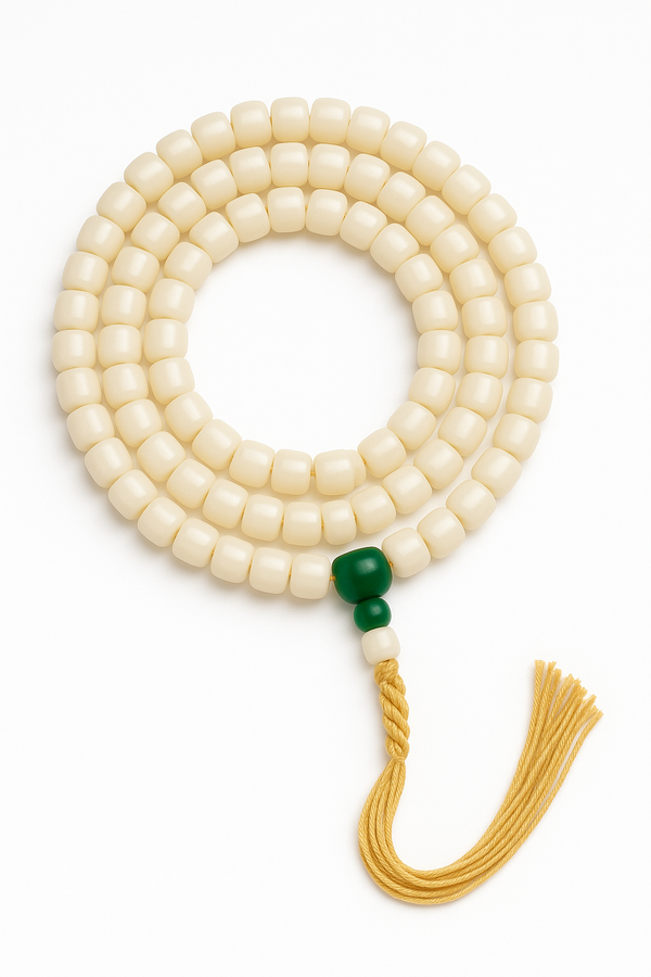 BodhiPulse – Natural White Bodhi 108-Bead Mala for Enlightenment and Mindful Living