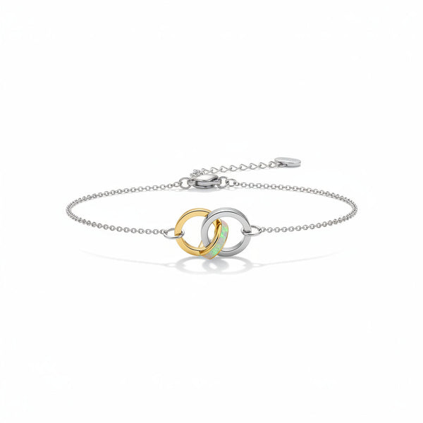 Elegant Asymmetrical Opal & Stainless Steel Bracelet: Ignite Confidence & Motivation - Mountauk