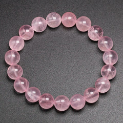 Natural Smooth Rose Quartz Energy Natural Stone Strench Bracelet Elastic Fine Jewelry Beads Lovers Women Handmade Gift