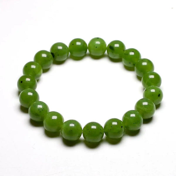 Natural Healing Bracelet Gem Green Canadian Nephrite Jades Stone Beads Bracelets For Women and Men Strand Meditation Jewelry