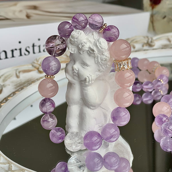 Crown Pulse – Dual Bead Amethyst Bracelet for Clarity, Alignment & Spiritual Flow
