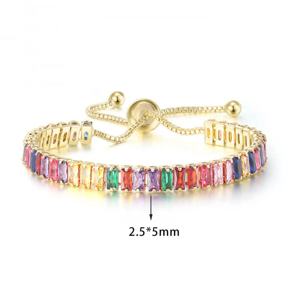 Elegant Rainbow Zircon Adjustable Tennis Bracelet for Women - Order, Structure, Life Organization Jewelry