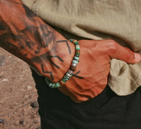 Vintage African Pine Wood Bead Bracelet: Natural Health & Vitality for the Modern Man