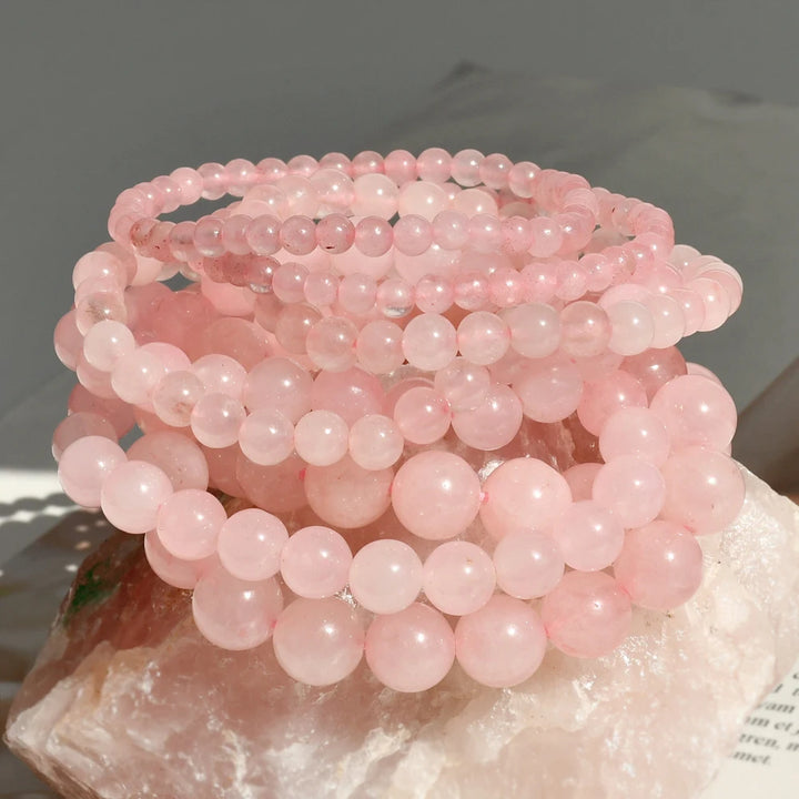 Boho Rose Quartz Love Bracelet: Handmade Bohemian Charm for Summer Beach Romance - Mountauk