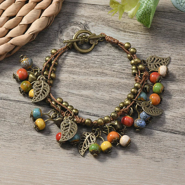 Cactus Hamsa Butterfly Charm Bracelet: Bohemian Spiritual Growth & Intuition Jewelry for Her