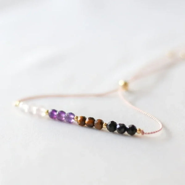 SoulGuard – Rose Quartz, Amethyst & Tourmaline Bracelet for Empathic Protection & Inner Strength