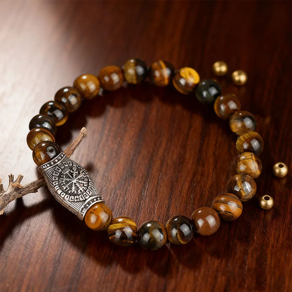 Noter Retro Men Bracelet 8mm Stone Beaded Braslet 5 Colors Available Meditation Healing Viking Hand Accessories Pulseria Hombre