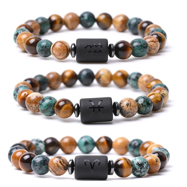 ZodiEye – 12 Constellation Tiger Eye Stone Bracelet for Celestial Strength & Inner Focus