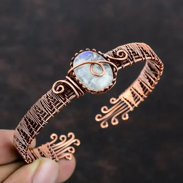 Vintage Zirconia Alloy Bracelet: Red Copper Hues, Abundance & Wealth Symbol, Elegant Women's Opening Cuff