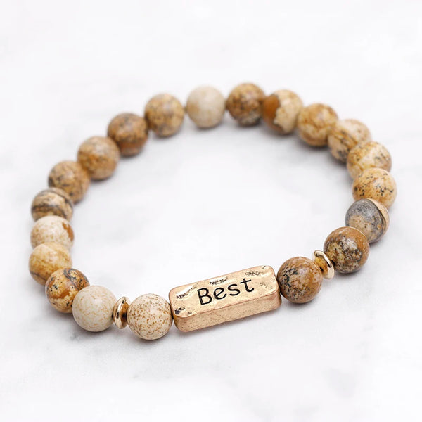 Intuition & Spiritual Growth Natural Stone Stretch Bracelet: Blessed Hope Gemstone Bangle for Women.