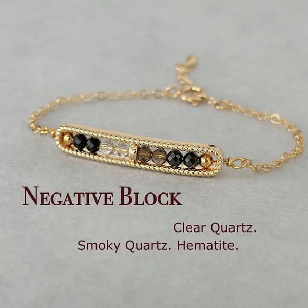 Delicate Negative Energy Purification Bracelet, 3mm Crystal, Black Tourmaline, Clear Quartz, Smoky Quartz, Hematite