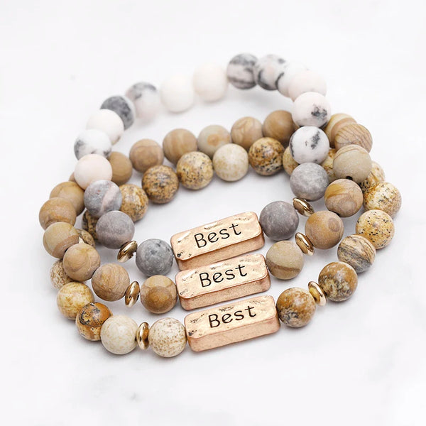 Intuition & Spiritual Growth Natural Stone Stretch Bracelet: Blessed Hope Gemstone Bangle for Women.