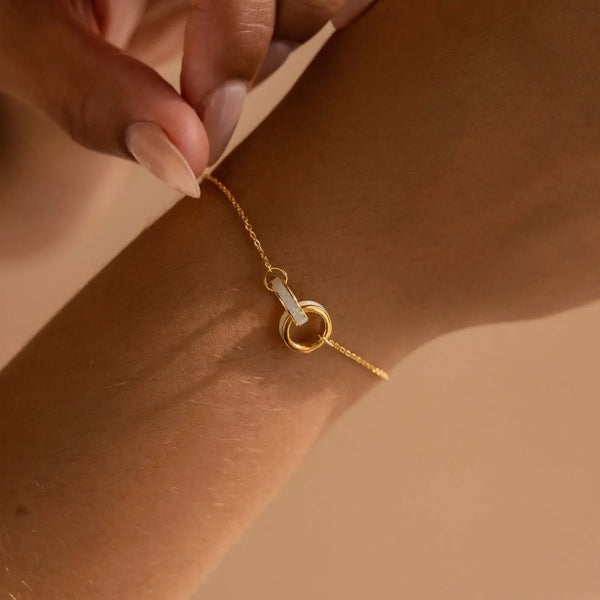 Elegant Asymmetrical Opal & Stainless Steel Bracelet: Ignite Confidence & Motivation