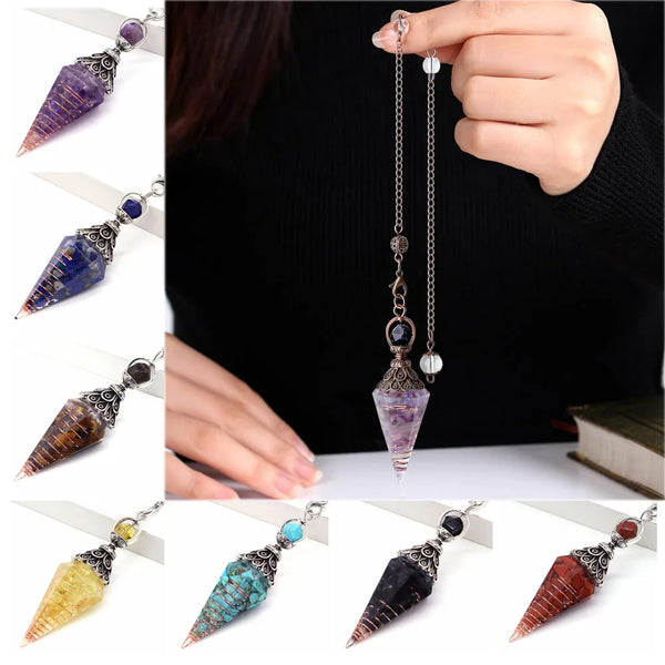 Crystal Healing Stone Quartz Pendulums Spiritual Hexagonal Pointed Resin Witchcraft Supplies Balancing Accessories Divination