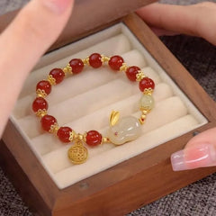 Lucky Red Bead Rabbit Bracelet for Women Exquisite Chinese Style Blessing Pendant Bracelet Valentine's Day Jewelry Gift