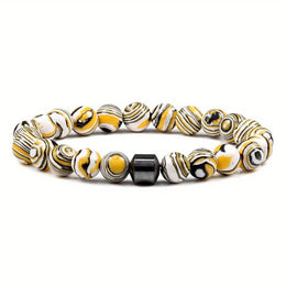 Noter Handmade Mens Bracelet 8mm Onyx Tiger Eyes Stone Beaded Braclet Hematite Healing Braslet Cadeau Homme Leisure Accessories