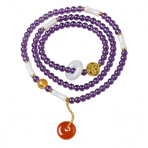 Lunar Flow – Amethyst Bamboo Wrap Bracelet for Clarity, Balance & Feminine Intuition