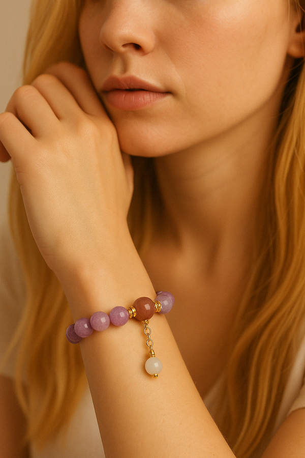 Soul Bloom – Amethyst & Strawberry Quartz Bracelet for Emotional Clarity and Creative Radiance