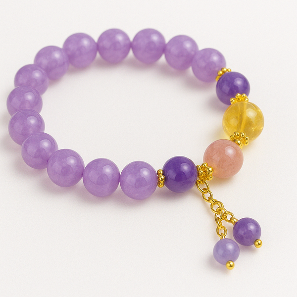 Soul Bloom – Amethyst & Strawberry Quartz Bracelet for Emotional Clarity and Creative Radiance